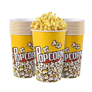 Ember kardus cangkir besar untuk film keluarga malam wadah Popcorn sekali pakai 32 Oz ember Popcorn