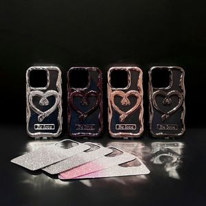 Custodia per telefono di lusso placcata lucida per <span class=keywords><strong>iPhone</strong></span> 15ProMax 14 Love Heart <span class=keywords><strong>13</strong></span> 12 11 Pro Max Cover per paraurti in Silicone Capa - Product Image 1