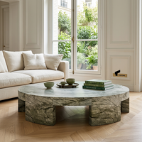 Table basse en marbre vert naturel exquis atmosphérique personnalisable de Tostone pour la décoration intérieure et extérieure