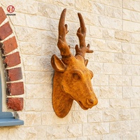 Statue de coq en fonte vintage, finition rouillée, ornement de jardin, 42 cm de hauteur, sculpture de coq en métal pour décoration extérieure