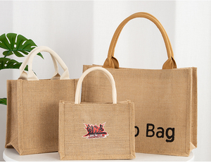 Sac fourre-tout personnalisable en toile de jute, coton et lin, style vintage, avec cordon de serrage, pour courses, cadeaux de demoiselle d'honneur, voyages, plage et éco-responsable - Product Image 2