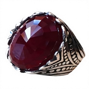 925 <b>Silver</b> <b>Garnet</b> <b>Ring</b> Irregular Cross Line Gemstone Band for Women Everyday Wear - Product Image 3