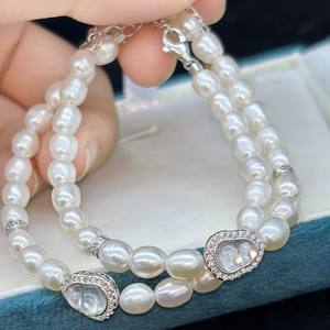 Pulsera de Cadena de Plata 925 con Perla de Calabaza de Jade y Perla de Agua Dulce de 5-6 mm, Cola Ajustable, Joyería Casi Impecable - Product Image 3