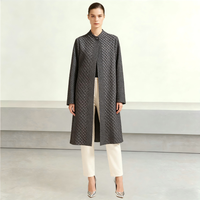 Manteau de bureau élégant et modeste pour femme, noir uni, plissé, à manches longues, ouvert sur le devant, fabricant OEM ODM en gros