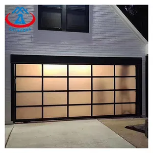 ZHTDOORS Automatic Aluminum Frosted Glass Panel Garage Screen Door For Commercial Premises