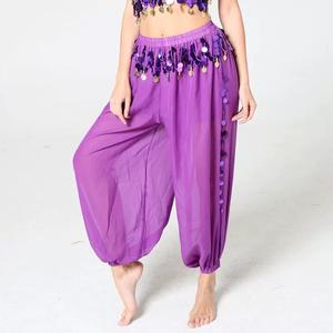 Pantalones Anchos de Ballet de Seda/Algodón con Lentejuelas para Práctica de Danza India - Product Image 3