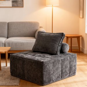 Modern Modular Sectional Single Sofa Armless Floor Sofa Removable <b>Back</b> <b>Cushion</b> Corduroy Swivel OE HOME Living Room Furniture - Product Image 5