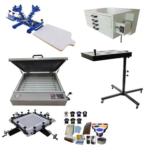 Ruida Eenvoudige Bediening Handleiding Draaitafel Desktop 4 Kleuren 1 Station Zeefdruk Printer Full Set Apparatuur Afdrukken