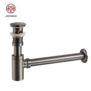 Sifón de botella para lavabo de baño SUS304, tubo de desagüe gris plomizo con altura ajustable, <span class=keywords><strong>kit</strong></span> de tubería de drenaje P-Trap para <span class=keywords><strong>fregadero</strong></span> 304 - Product Image 1