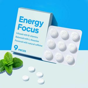 Grosir l-theanine Energy kafein tablet permen karet mendukung fokus energi gula bebas Peppermint gusi tablet - Product Image 3