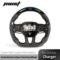 Volant personnalisé en fibre de carbone véritable avec LED pour Dodge Charger Challenger SRT R/T T/A 392 Demon 170 Hellcat 2013-2023