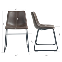 Chaises de salle à manger sans accoudoirs en cuir artificiel pour salon, modernes et élégantes. Whisky brun