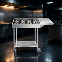 Station à épices mobile pour restaurant, équipée de bols à condiments amovibles pour les cuisines de restauration rapide