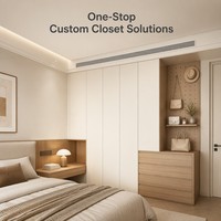 Lemari Pakaian Kayu Custom Built-in, Sistem Lemari Pakaian Dinding Pintar dari Kayu Oak, Lemari Pakaian Modern untuk Kamar Tidur, Laci Lemari, Armoire