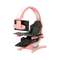Chaise de jeu de course pour ordinateur de bureau avec éclairage LED, poste de travail PC pour joueur, cockpit de jeu ergonomique inclinable pour e-sport
