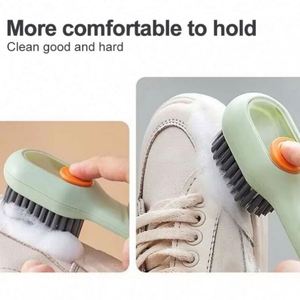 Multifunction Hand Held Eco-Friendly Durable Shoe <b>Brush</b> Long Handle Soft Nylon Bristles Automatic Liquid Application Hook for - Product Image 4