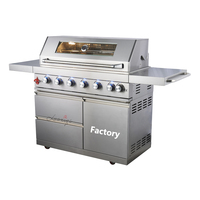 Barbecue à gaz moderne et luxueux en acier inoxydable thermolaqué avec évier et réfrigérateur intégré pour usage domestique