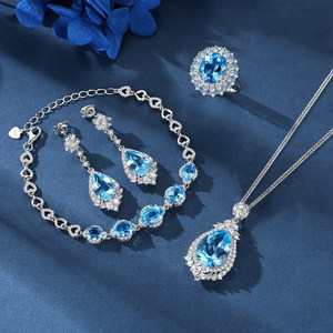 Collar de Plata 925 Corazón del Mar con Cadena de Espiga y Topacio Natural, Regalo de Cumpleaños de Lujo para Novia - Product Image 6
