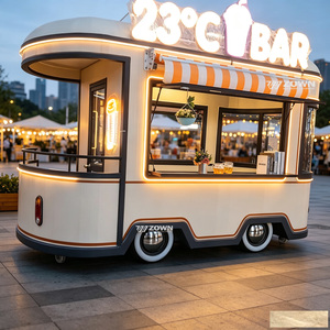 Chariot de restauration mobile électrique moderne en acier inoxydable, longueur personnalisable, chariot de bar extérieur pour bière et boissons, usage commercial - Product Image 1
