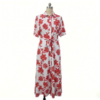 Robe maxi d'été à imprimé floral, tissu en rayonne doux, col en V, style décontracté, fente latérale, taille unique, taille naturelle, tissage respirant