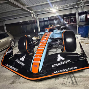 Statue en verre trempé de qualité muséale, F1, bleue, moderne, sur le thème de la voiture de course, avec livery personnalisée Gulf et l'édition GP de Monaco 2021 - Product Image 1