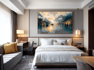 <span class=keywords><strong>Pintura</strong></span> de <span class=keywords><strong>paisaje</strong></span> de estilo chino MARCO DE Metal abstracto <span class=keywords><strong>pintura</strong></span> de Arte de pared para sala de estar Hotel Homestay edificio público - Product Image 5