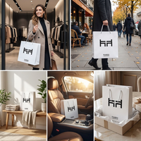 Sacs cadeaux en papier d'art de luxe en gros avec poignées personnalisées, emballage recyclable pour sous-vêtements, vêtements, chaussures, chaussettes, avec logo de marque