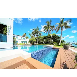 Kết hợp màu xanh hình vuông màu trắng handpainting thủy tinh mosaic hồ bơi gạch - Product Image 1