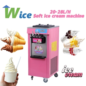 Machine à glace WICE 3 saveurs pour usage domestique et restaurants, avec ingrédients fruits, lait, eau, production de glace molle 20-28L/h - Product Image 1