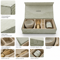Coffret cadeau de démarrage Matcha personnalisé imprimé en couleur, emballage rigide quatre pièces avec insert en pulpe moulée
