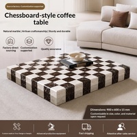 Table basse moderne minimaliste en marbre naturel à motif damier, meubles de salon, taille personnalisée 900x600x15mm
