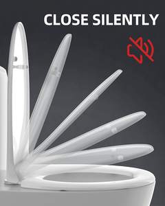 YYU Asiento de inodoro de forma universal <span class=keywords><strong>WC</strong></span> <span class=keywords><strong>Tapa</strong></span> de orinal Ranura de bisagra Color blanco PP o Duroplast Asiento de inodoro de cierre suave - Product Image 3