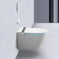 Toilette intelligente automatique murale à chasse d'eau par gravité, télécommande, siège chauffant, séchage à l'air, siphon en P, veilleuse