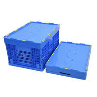 Paniers de transport logistiques pliables bleus recyclables Caisses en plastique pliables pour déplacer la logistique de chiffre d'affaires de légumes de fruits