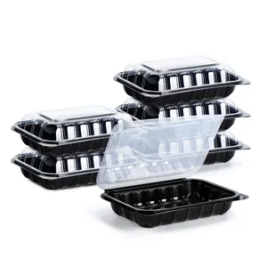 6"x9" Plastic Vented Anti Fog Hinged Lid PP Sturdy Clamshell Box Double Color Plastic To Go Containers For Hot Ready Food