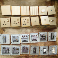VBQN-Interruptor de pared para el hogar, interruptor de pared ultrafino con placa de 86 vías, color dorado, 3 bandas, CE, CCC