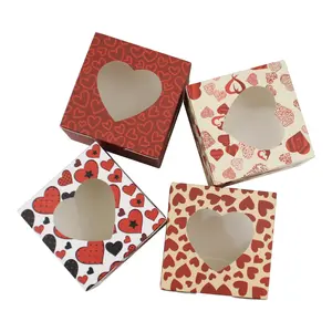 Cajas <span class=keywords><strong>de</strong></span> Regalo <span class=keywords><strong>con</strong></span> ventana para fiestas, panadería, <span class=keywords><strong>dulces</strong></span>, <span class=keywords><strong>dulces</strong></span>, <span class=keywords><strong>con</strong></span> forma <span class=keywords><strong>de</strong></span> corazón, <span class=keywords><strong>de</strong></span> San Valentín, Rosa y Rojo, más nuevo diseño - Product Image 1