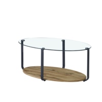 Table en verre de style simple et moderne, support en métal avec dessus transparent, table créative de luxe légère pour le salon