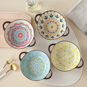 Tazón <span class=keywords><strong>de</strong></span> Porcelana Moderno Bohemio Ecológico con Forma Especial, Color Subesmaltado, para <span class=keywords><strong>Sopa</strong></span> <span class=keywords><strong>de</strong></span> Fideos y <span class=keywords><strong>Arroz</strong></span>, Ideal para Fiestas, Hogar y Restaurantes - Product Image 3