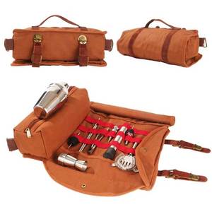 High Quality Water Resistant OEM Professional Portable Canvas Travel Bartender Carrying Kit Tool Storage <b>Roll</b> <b>Bag</b> 50LB Capacity - Product Image 1
