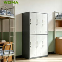 Casier métallique à 6 portes en acier avec serrure électronique/clé, armoire de rangement pour salle de sport et bureau, fabricant chinois durable
