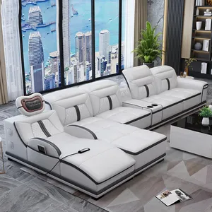 Sofa modern minimalist massage leather living room first layer cowhide intelligent multifunctional mobile phone charging