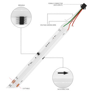 WS2814 IC direccionable FCOB SPI RGBW/<span class=keywords><strong>RGBNW</strong></span>/RGBWW 576LEDs/M Dream Color COB LED Strip DC24V - Product Image 2