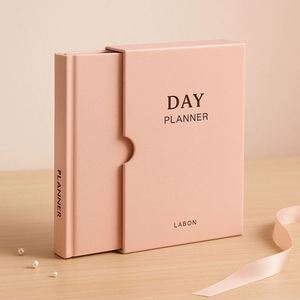 A5 Daily Planner Journal Custom Logo Hardcover Notebook Gift <b>Set</b> with Slip Case Box Ribbon Sewing Binding PU Leather - Product Image 1