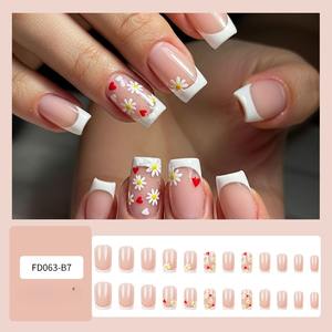 Fournitures pour ongles Produits de beauté Dégradé <span class=keywords><strong>français</strong></span> Rose Marguerite Fleur <span class=keywords><strong>Petit</strong></span> Coeur Ongles Appuyez sur Ongles Ongles Portable Doigt - Product Image 2