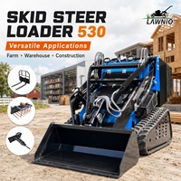 Chargeuse compacte sur chenilles durable LAWNIO EPA avec console de commande à joystick et godet large pour travaux municipaux
