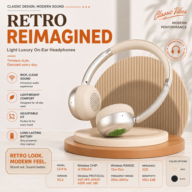 Street-Ready ENC Wireless Headphones with Digital Display for V5.3 50 Hours Playtime IPX-4 Waterproof