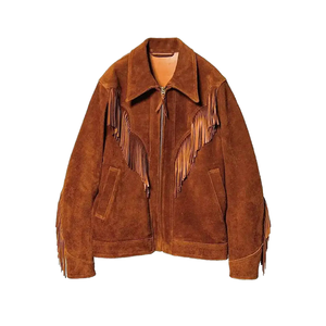 Custom Western Leather Fringe Casual Loose Letter Print <b>Jacket</b> Suedette Cowboy Motorcycle <b>Racing</b> Biker Coat for Men - Product Image 2