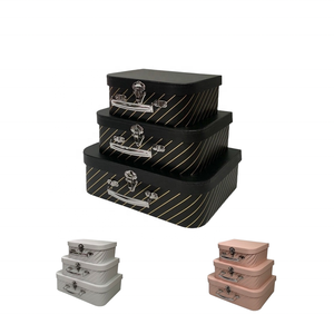 Eternal Floral Design Three-Piece Bronzing Twill <strong>Suitcase</strong> Portable <strong>Cardboard</strong> Wedding Gift Box for Household Products - Product Image 1