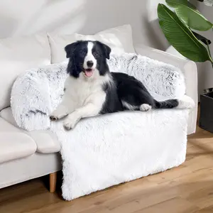 Süper yumuşak uzun peluş Pet kanepe sakinleştirici köpek yatağı kabarık peluş çıkarılabilir kapak köpek halısı köpek yatağı ve kediler